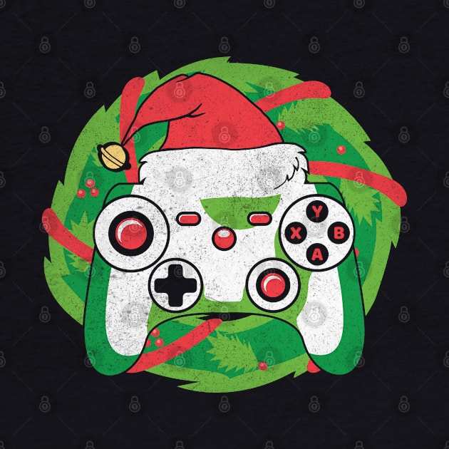 Game Controller Santa Hat Christmas Wreath Gamer Xmas Pajama by BadDesignCo